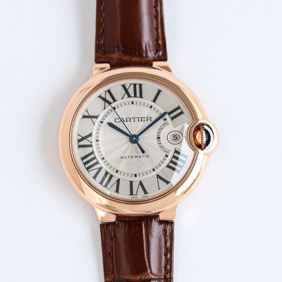 TW Factory Ballon Bleu De Cartier 40mm 2824 Movement White Face Brown Leather Strap Watch